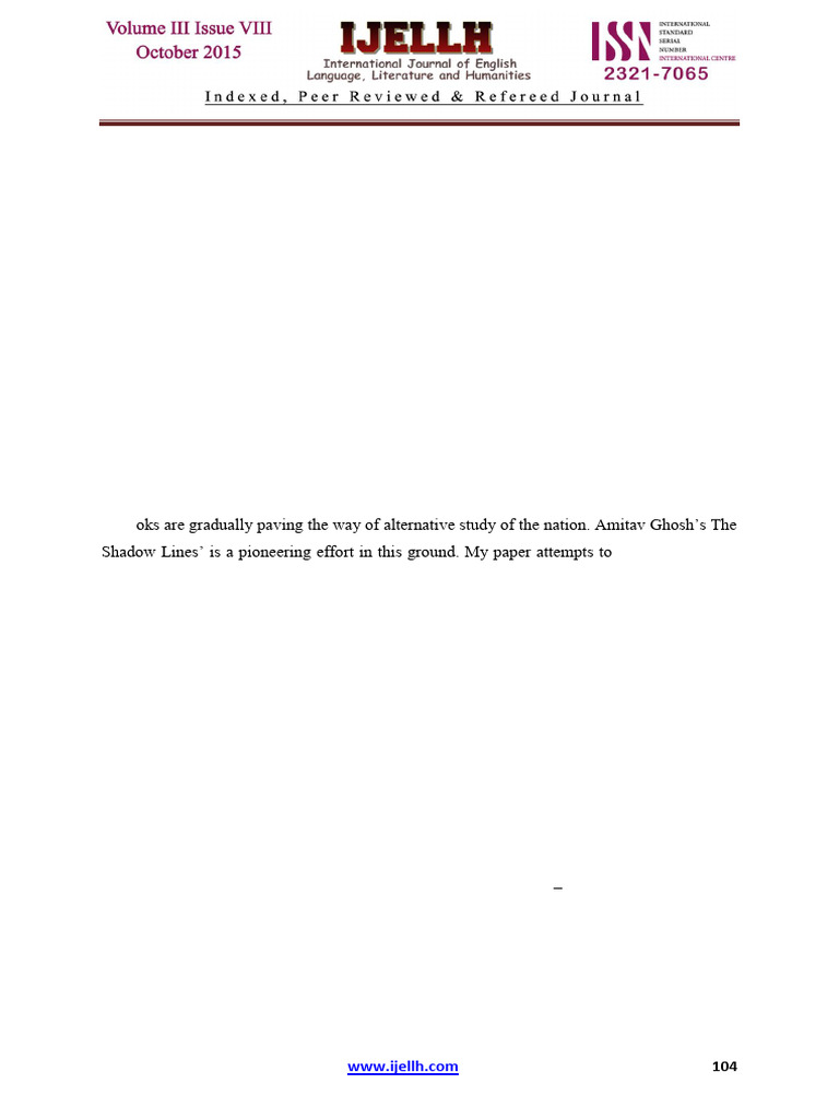 Nation and Borders in The Shadow Lines | PDF | Imperialism | Nationalism