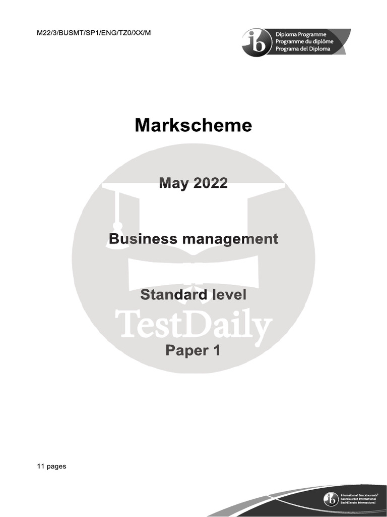Business Management Paper 1 SL Markscheme | PDF