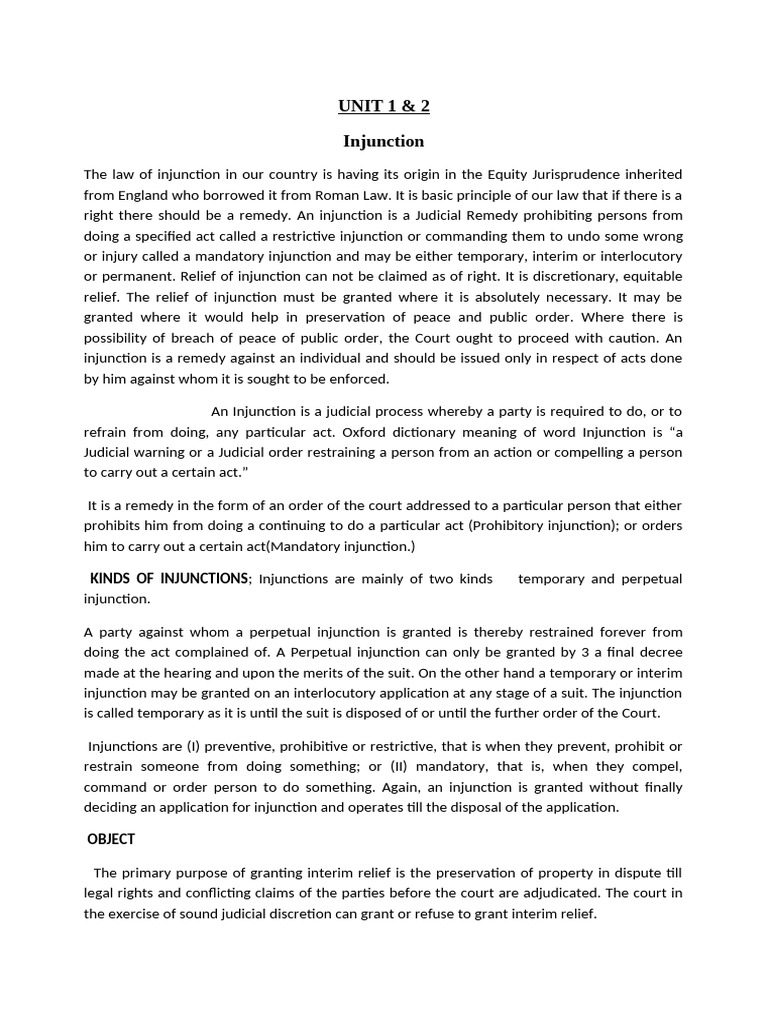 Understanding Injunctions in Law | PDF | Injunction | Legal Remedy