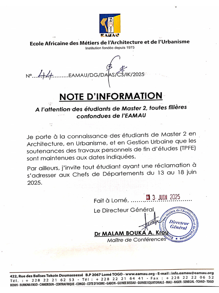 Note D'information Aux Étudiants de Master | PDF