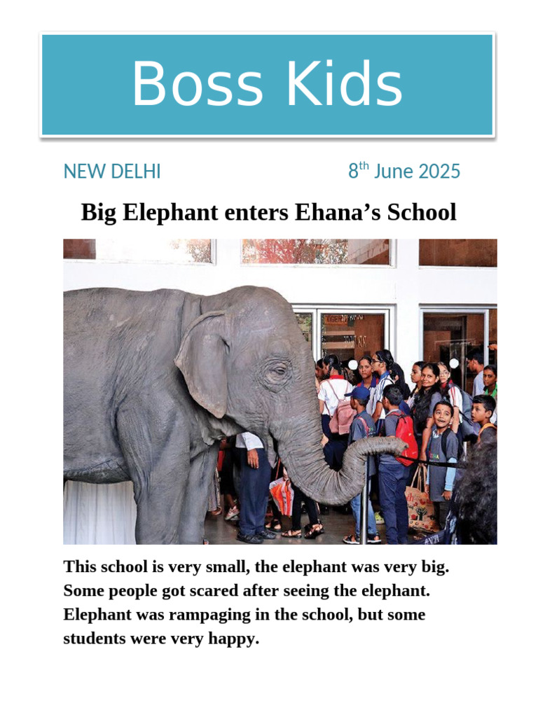 Big Elephant Visits Ehana's School | PDF