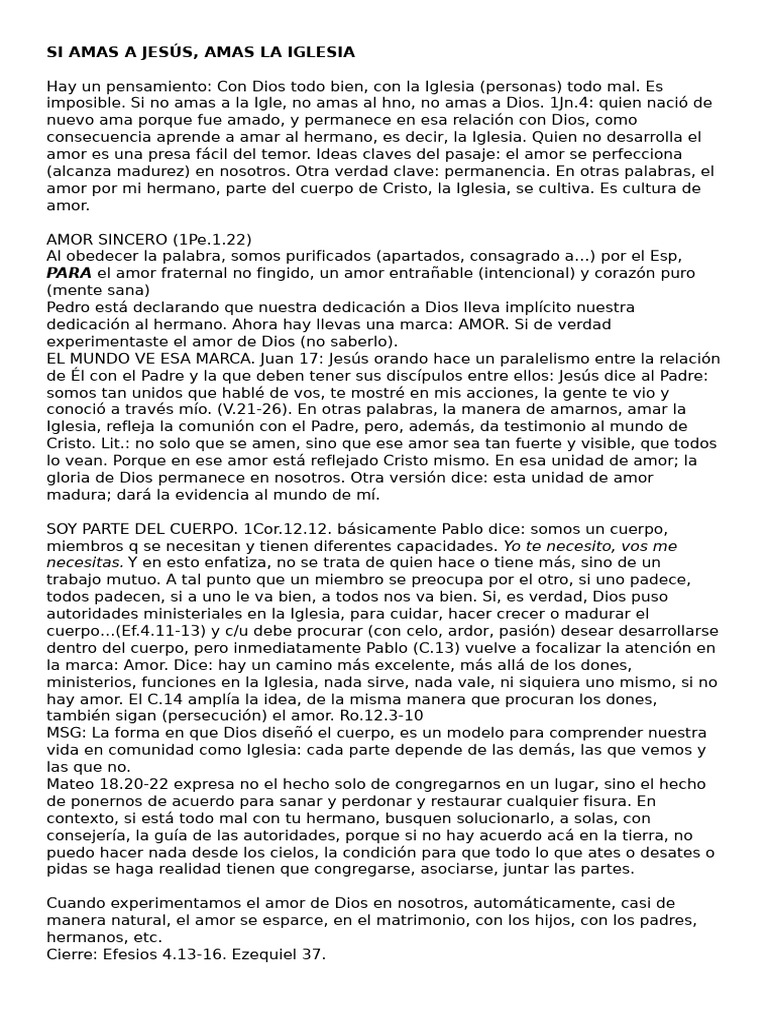 Amor y Unidad en la Iglesia | PDF | Amor | Cristo (título)