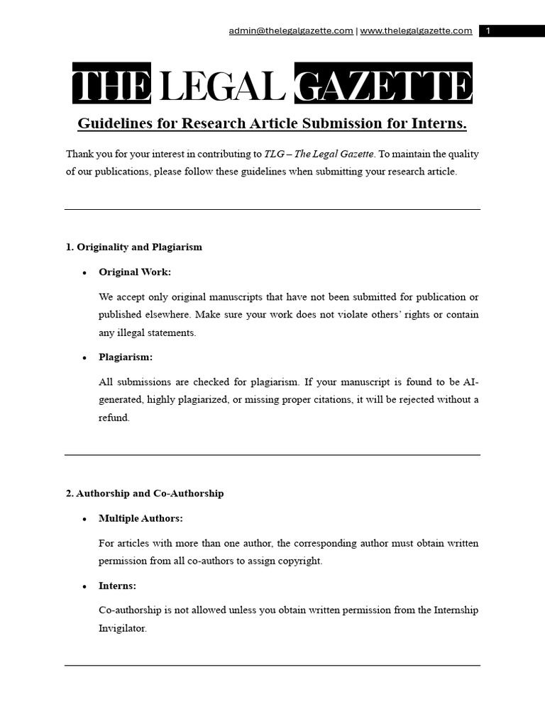 Guidelines For Research Article Submission For Interns | PDF ...
