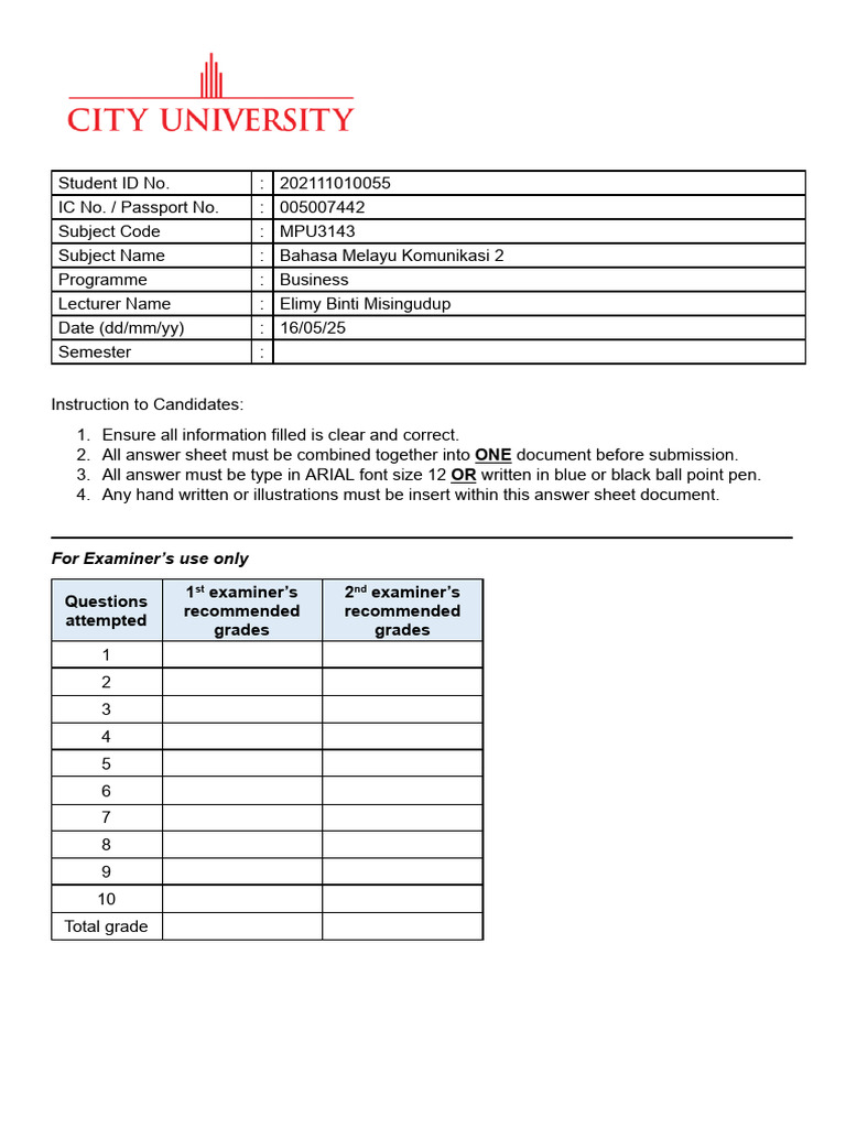 Answer Booklet 2 | PDF
