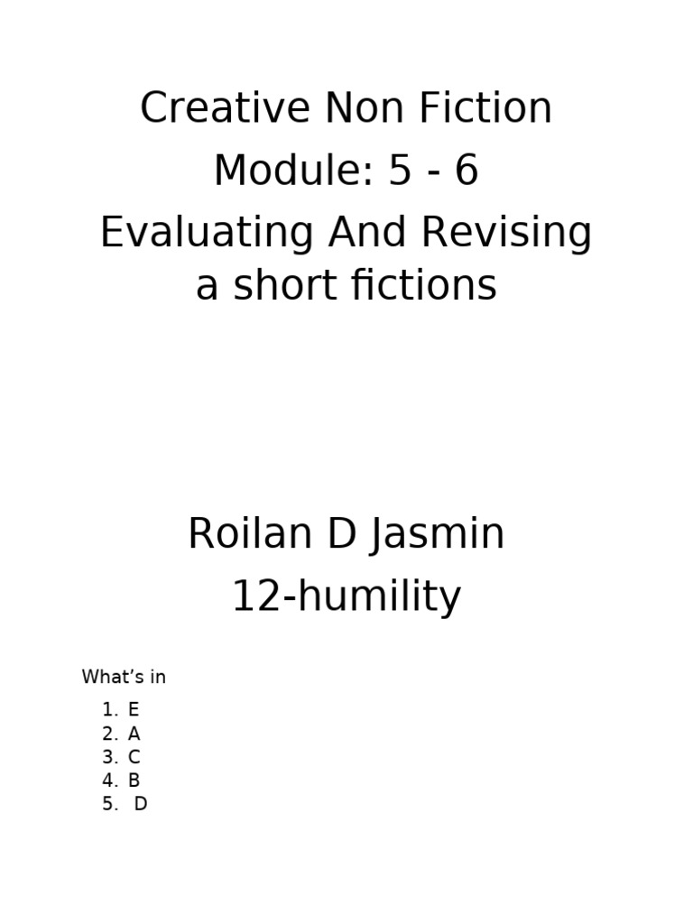 CNF Week - 5 6 Roilanjasmin 12 Humility | PDF