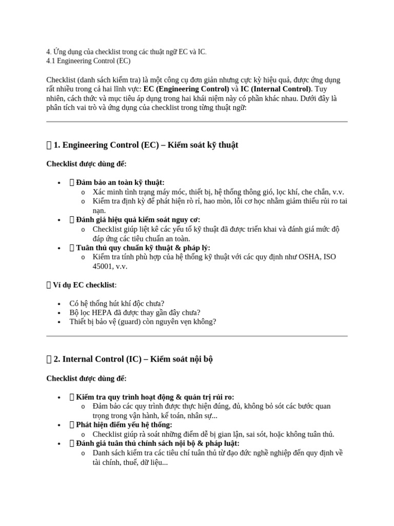 1. Engineering Control (EC) - Kiểm soát kỹ thuật | PDF