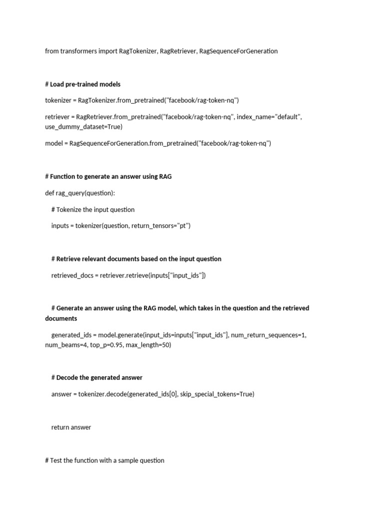 RAG Model Answer Generation Example | PDF