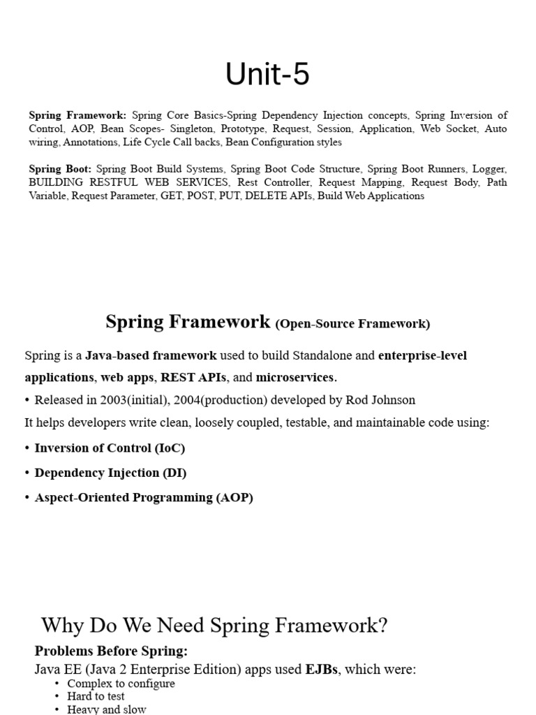 Unit-5 - Updated. Uhv Baa Hs | PDF | Spring Framework | Class (Computer ...