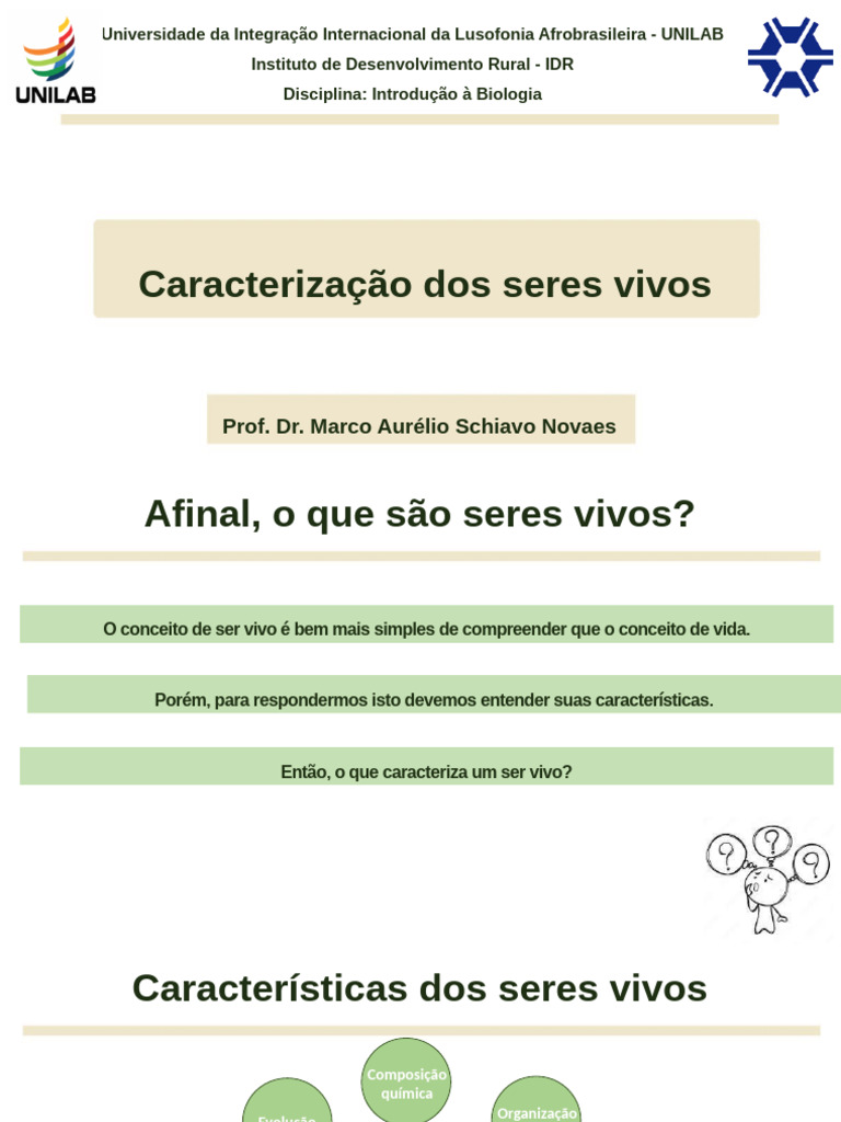 Características dos Seres Vivos em Biologia | PDF | Organismos ...