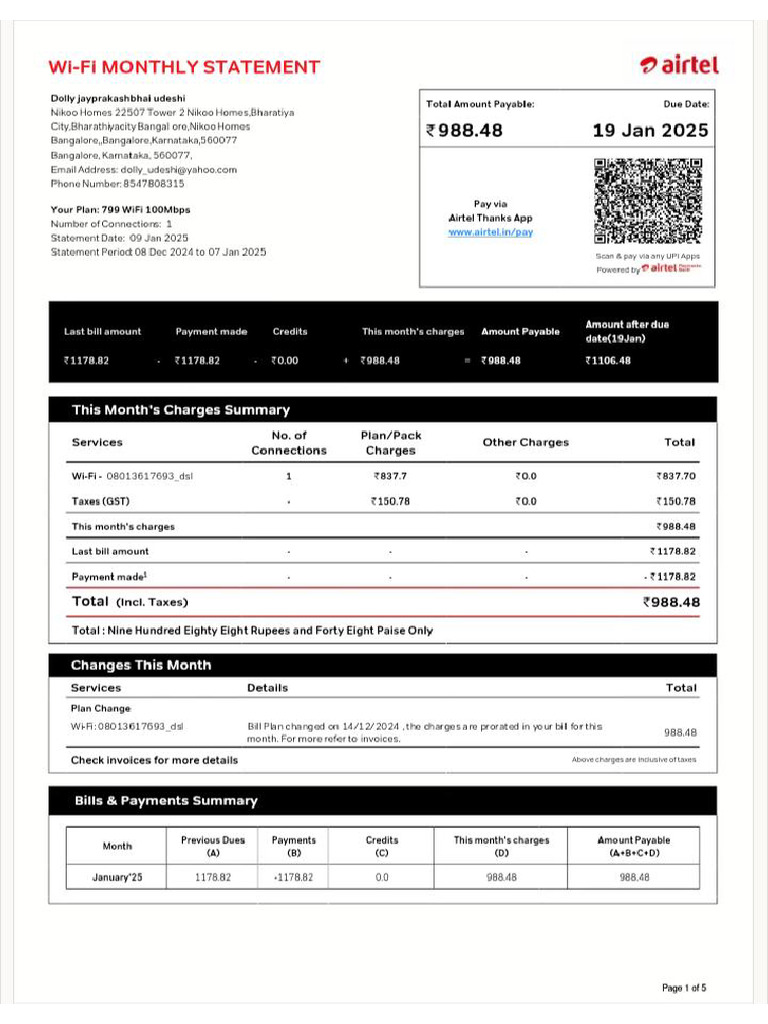 Wifi Bill | PDF