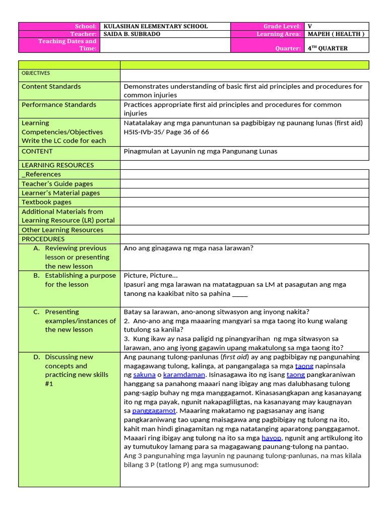 Demo Mapeh | PDF
