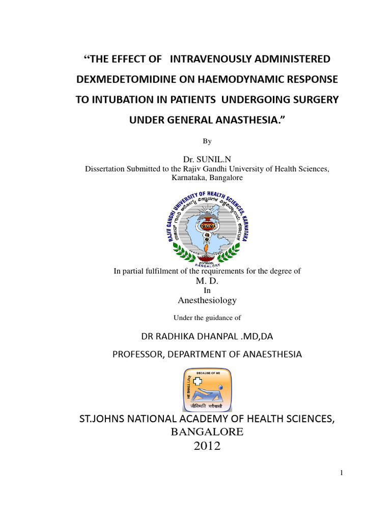 Dexmedetomidine Effects on Intubation Response | PDF | Anesthesia | Surgery