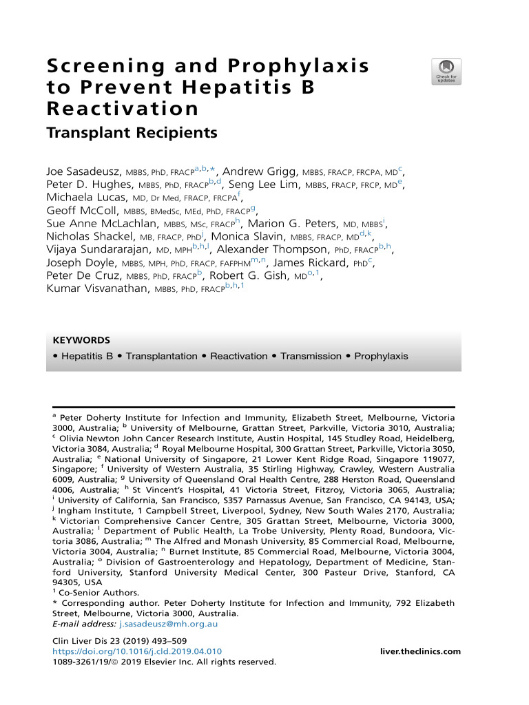 Preventing Hepatitis B Reactivation in Transplants | PDF | Hepatitis B ...