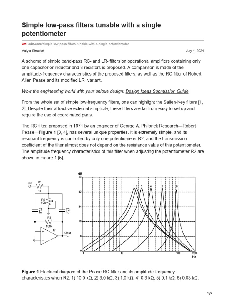 Tunable Low-Pass Filters Design Guide | PDF | Electronic Filter ...