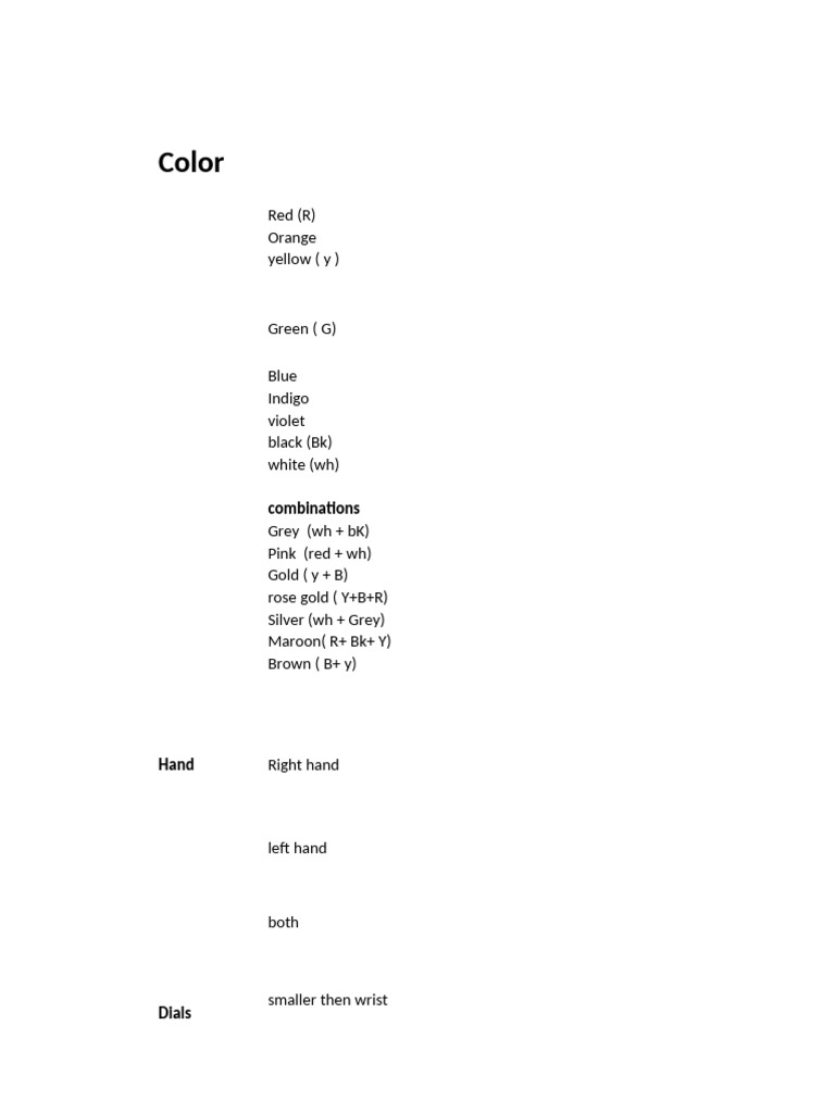 Comprehensive Guide to Watch Colors and Effects | PDF | Extraversion ...