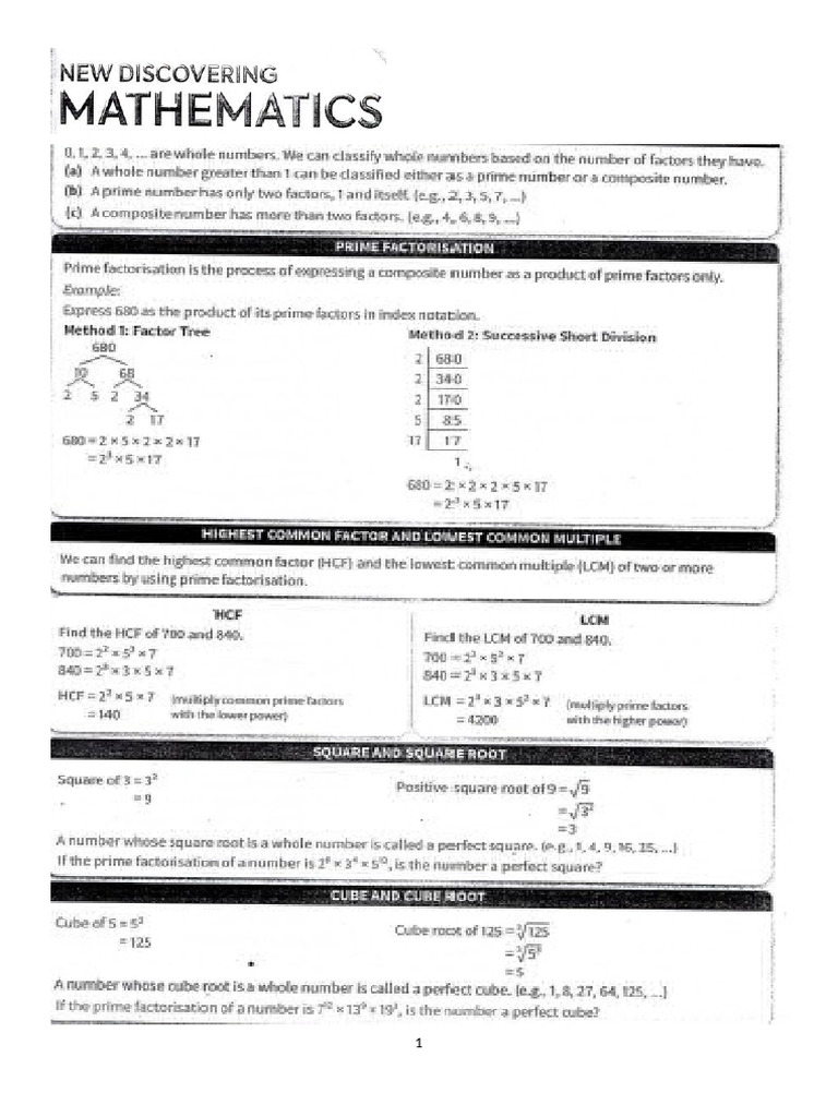 Singapore Maths Formulae For Secondary One | PDF