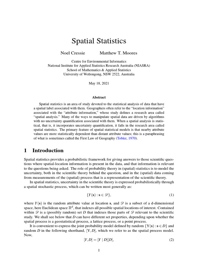 Understanding Spatial Statistics Models | PDF | Statistics | Spatial ...