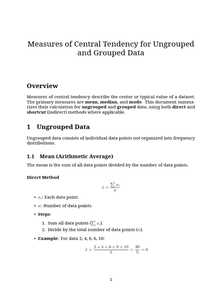 Central Tendency Measures Explained | PDF | Mean | Mode (Statistics)