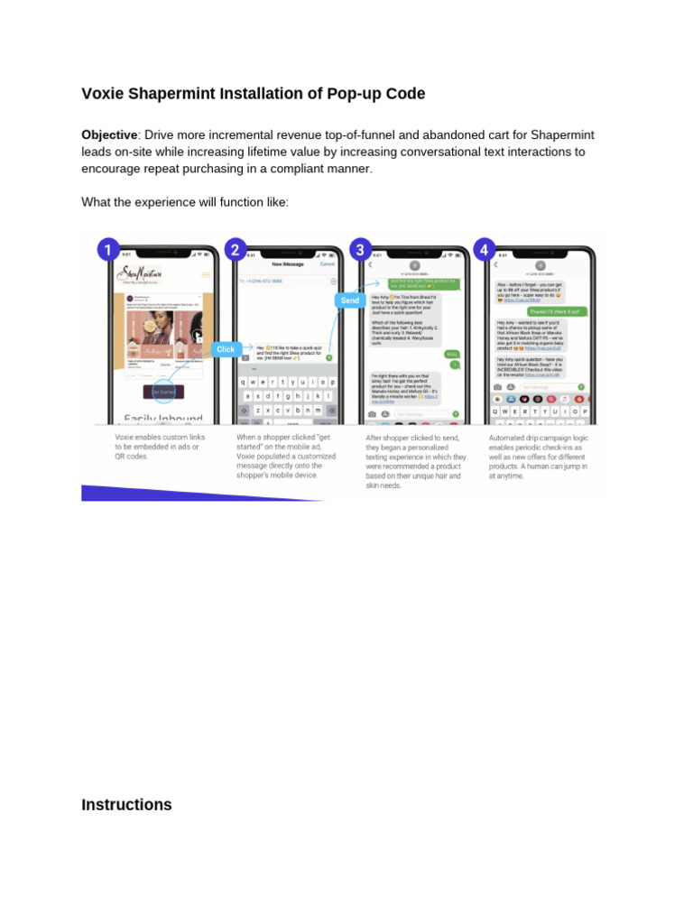 Voxie Pop-Up Implementation Instructions | PDF