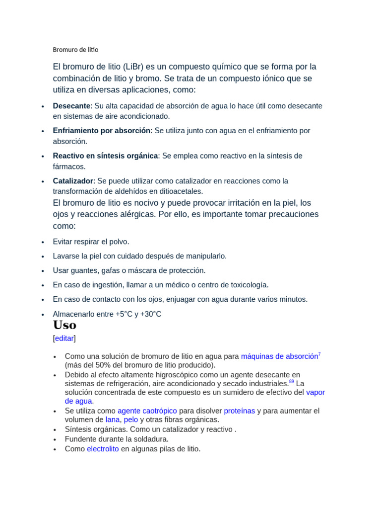Bromuro de Litio | PDF