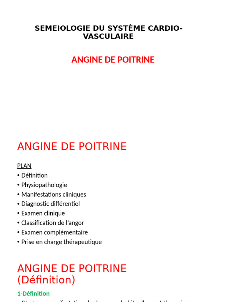 Angine de poitrine : symptômes et traitements | PDF | Infarctus du ...