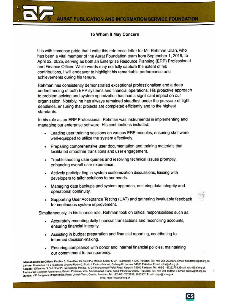 Reference Letter | PDF