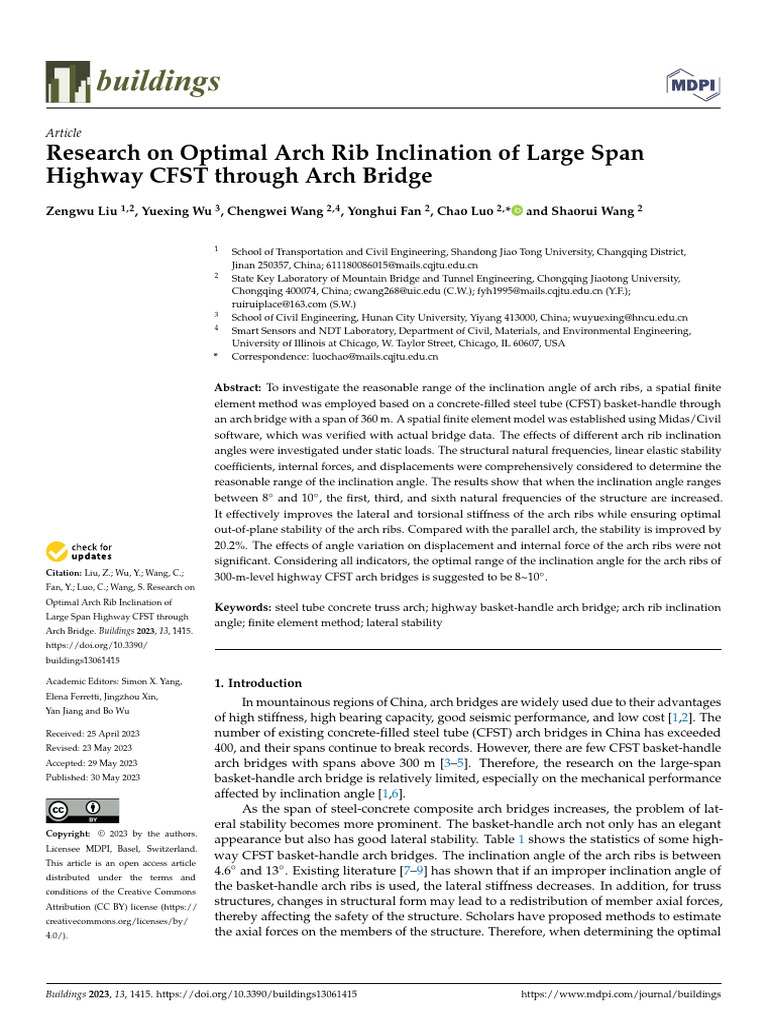 Optimal Inclination for CFST Arch Ribs | PDF | Bridge | Truss