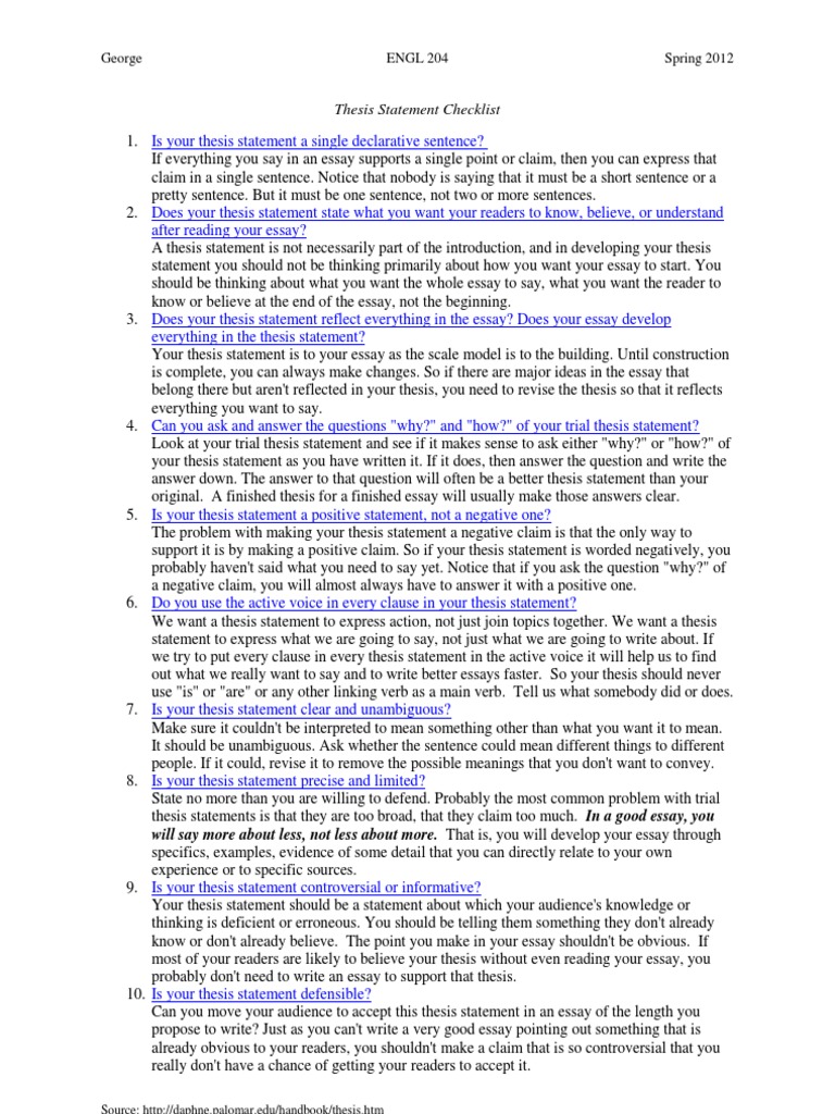 Thesis Statement Creation Guide | PDF | Essays | Thesis