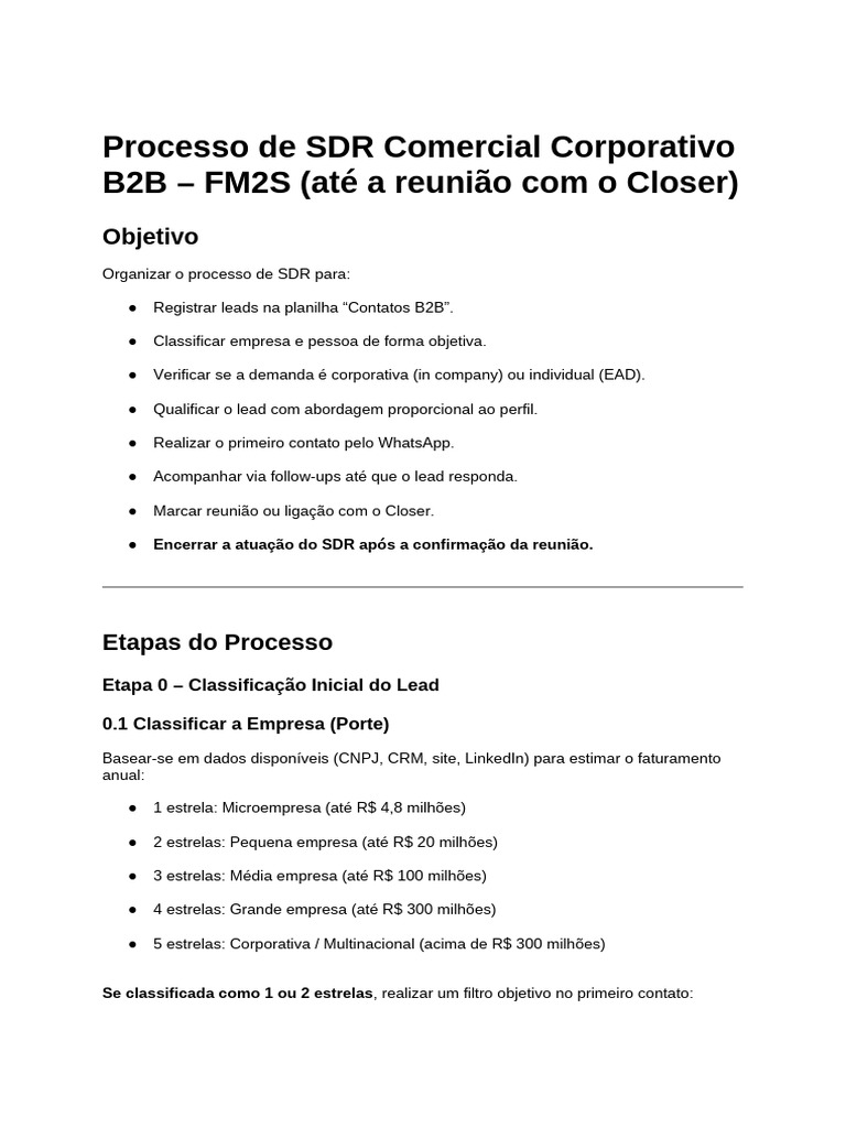 Processo de SDR para Leads B2B | PDF