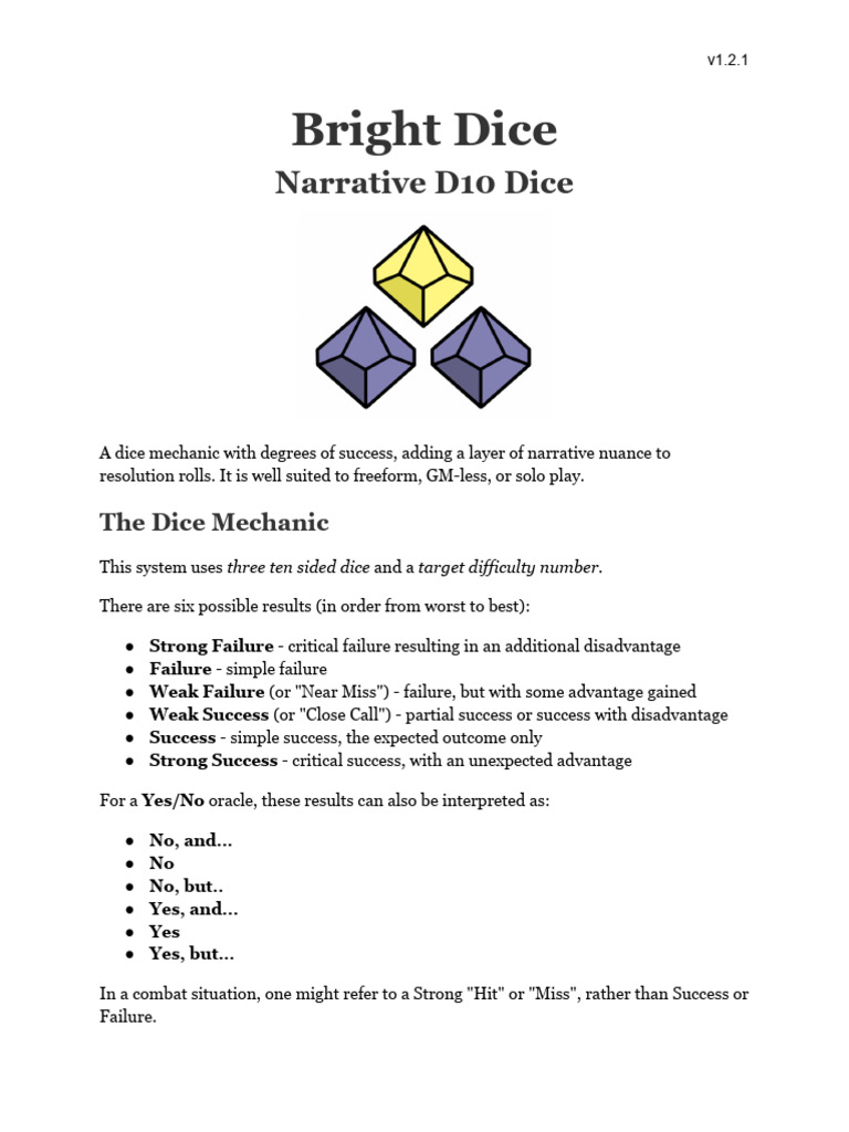 Bright Dice - d10 Narrative Dice v1.2.1 | PDF