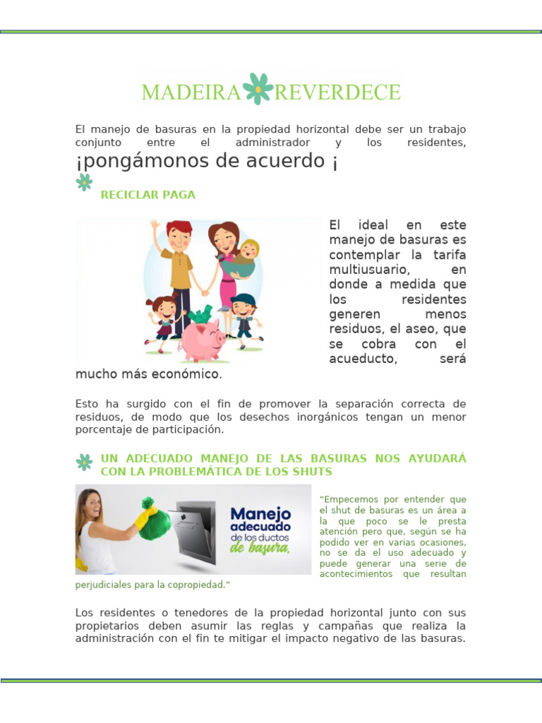 El Manejo de Basuras en La Propiedad Horizontal Debe Ser Un Trabajo ...