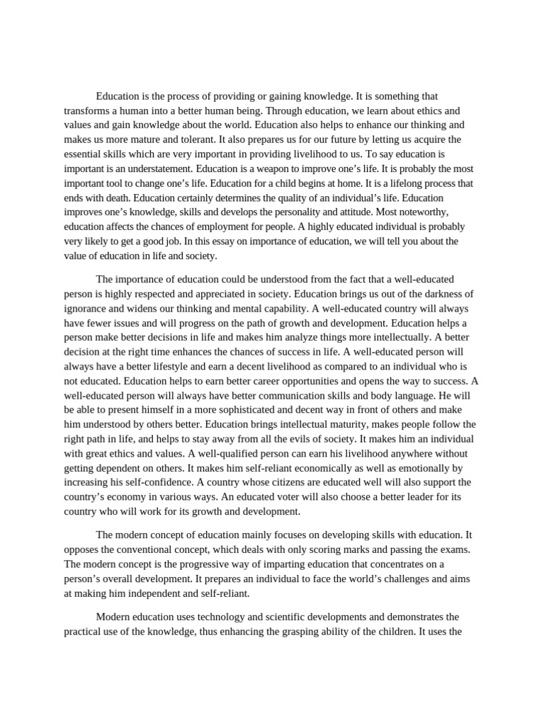 Education Is The Process of Providing or Gaining Knowledge | PDF ...
