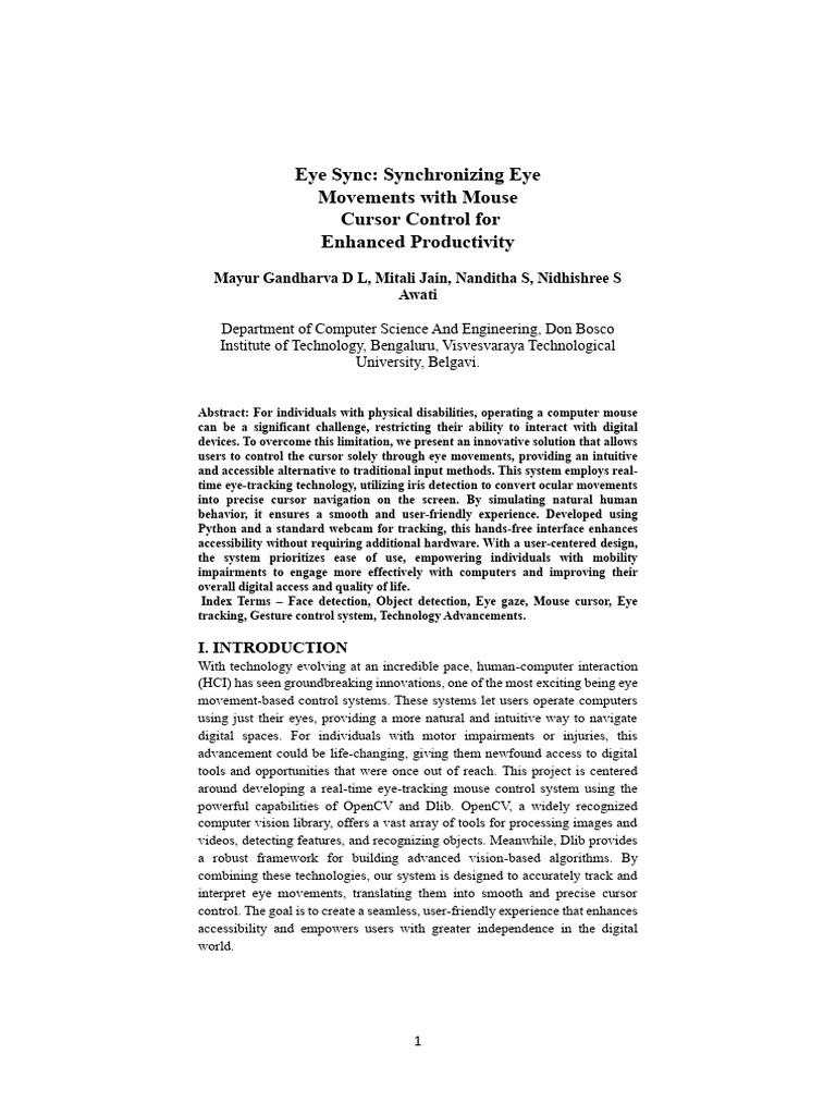 Eye-Controlled Cursor System for Accessibility | PDF | Cursor (User ...