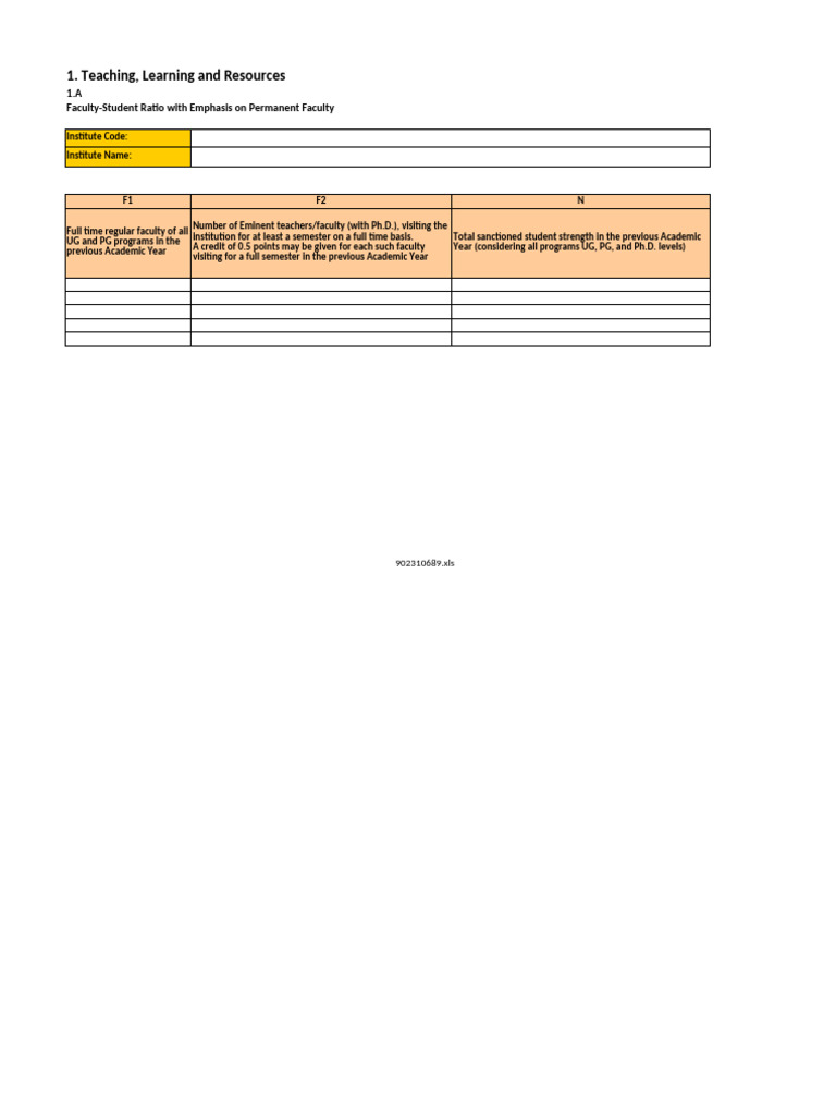 NIRF Format for Academic Metrics | PDF