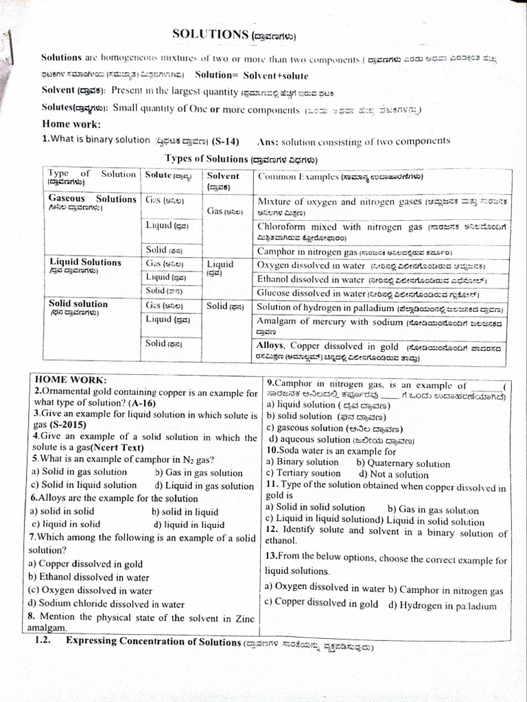 Class 12 Chemistry (Chapter 01) Solution | PDF