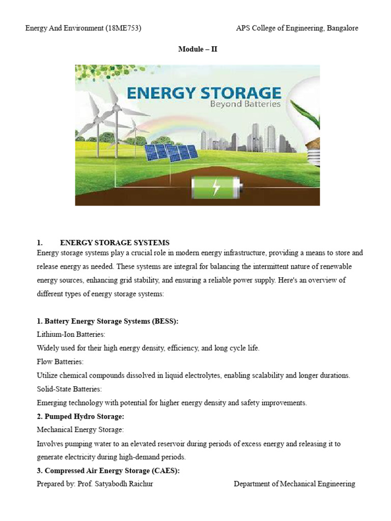 Energy Storage Systems Overview | PDF | Energy Storage | Computer Data ...