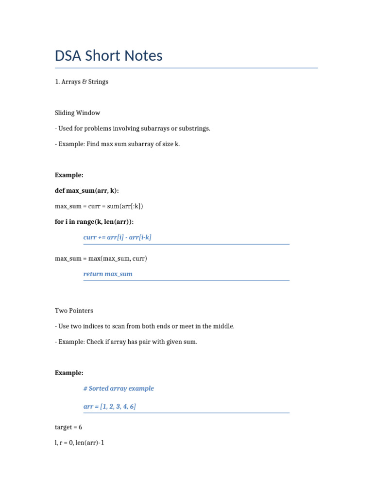 DSA Short Notes | PDF