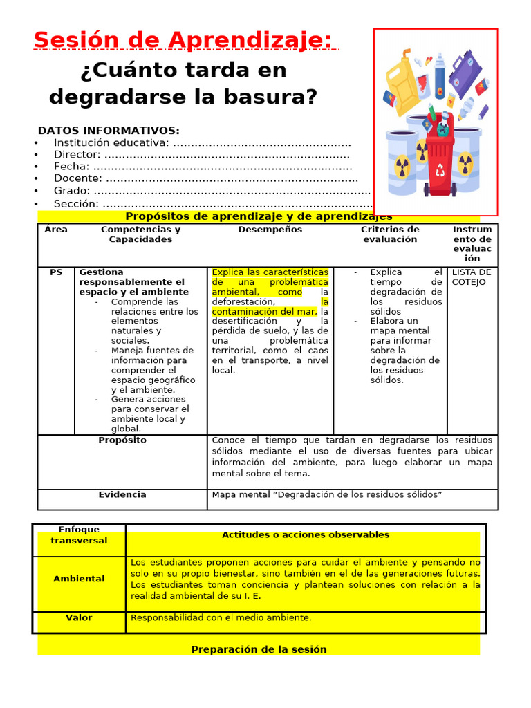 Tiempo de degradación de residuos sólidos | PDF | Residuos | Reciclaje