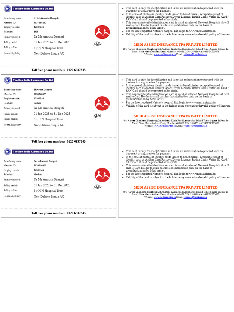 Medi Assist TPA Identification Details | PDF | Identity Document ...