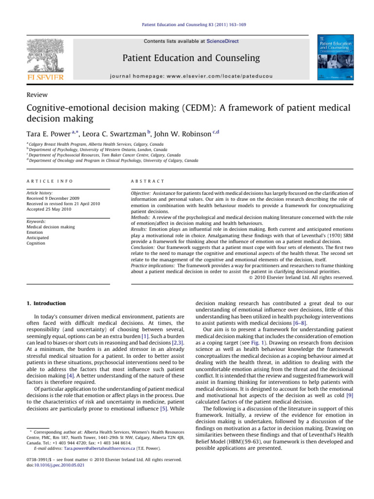 Patient Medical Decision Making Framework | PDF | Decision Making ...