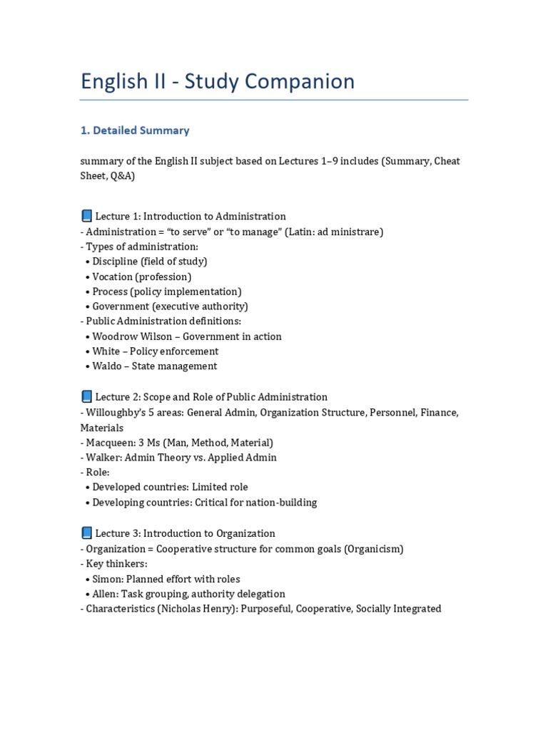 English II Public Administration Study Guide | PDF | Motivation ...