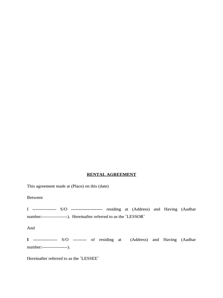 Rental Agreement Sample (Editable Format) | PDF | Lease | Private Law