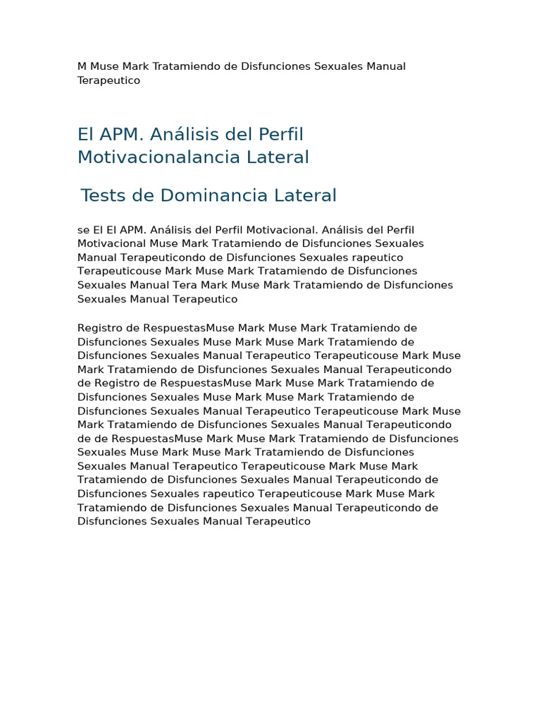 El APM. Análisis Del Perfil Motivacionalancia Lateral Tests de ...