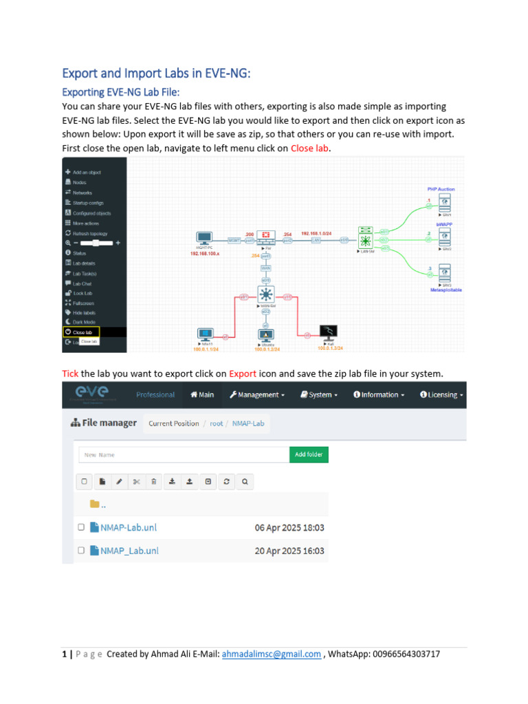 EVE-NG Lab Export and Import Guide | PDF