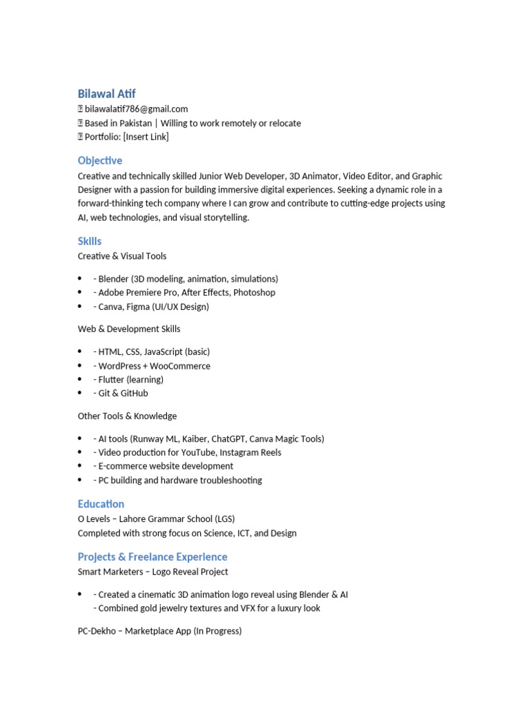 Junior Web Developer & Creative Designer | PDF