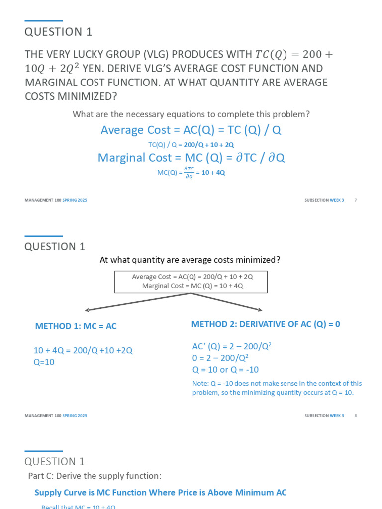 VLG Cost Functions and Supply Analysis | PDF | Marginal Cost | Average Cost