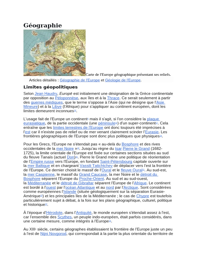 Limites géographiques de l'Europe | PDF | L'Europe | Climat océanique