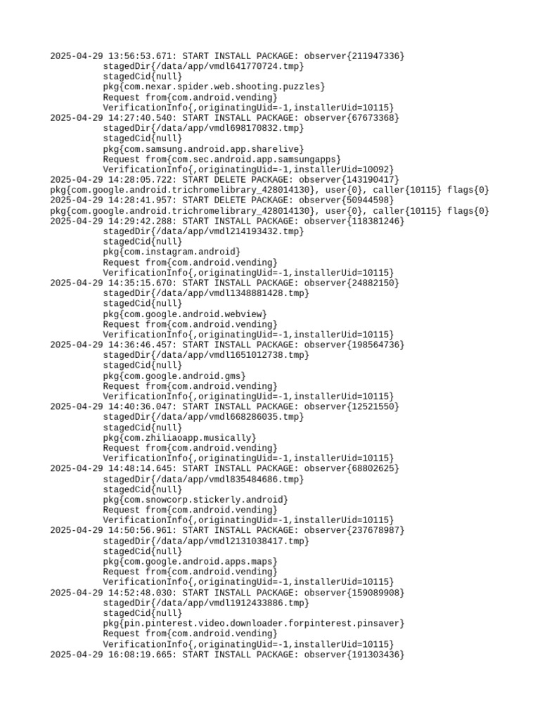 Android Package Installation Logs | PDF