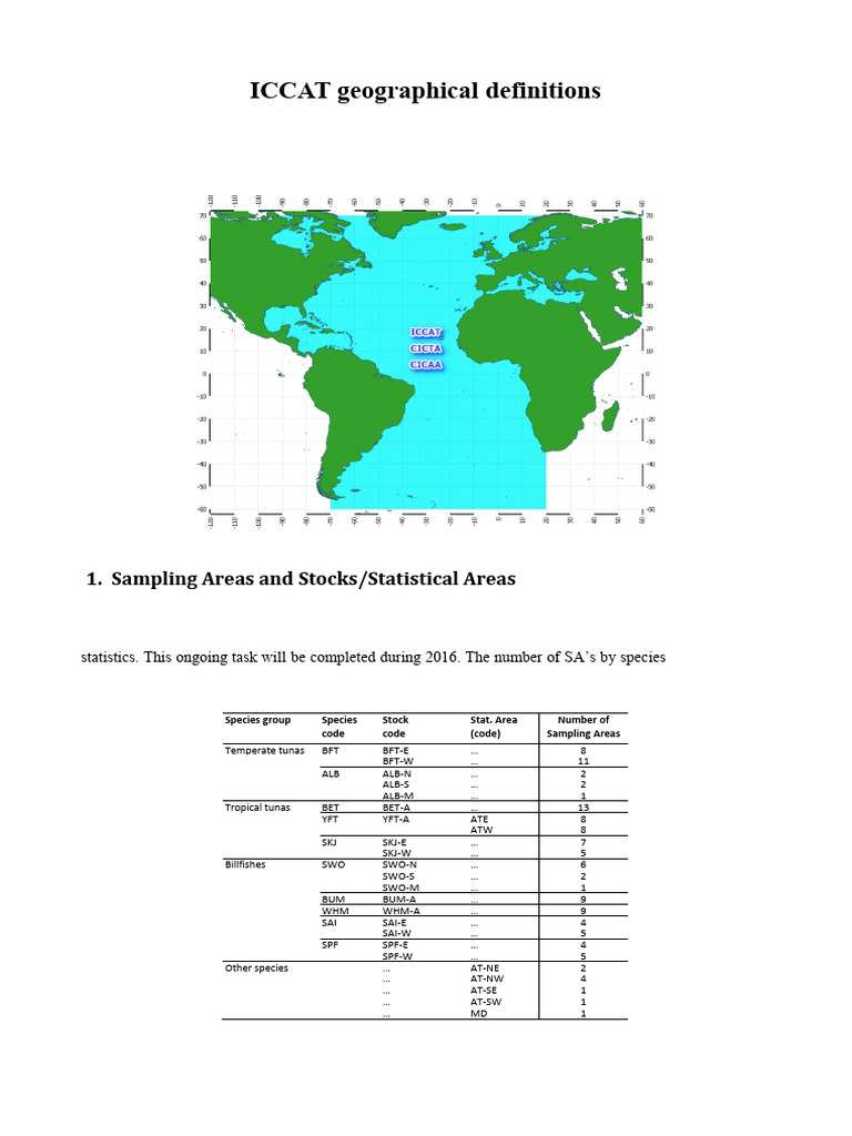 ICCAT Geographical Definitions Guide | PDF | Tuna | Fish