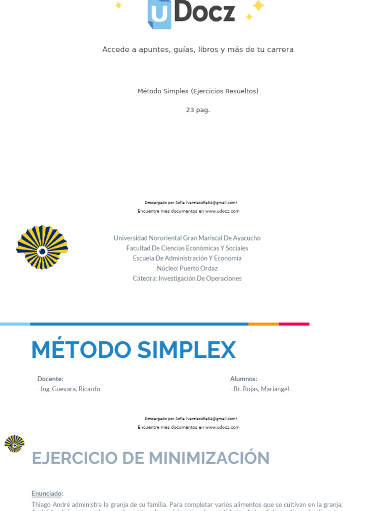 Metodo Simplex Ejerc 497307 Downloadable 9164619 | PDF | Alimentos